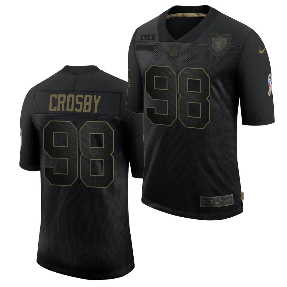 Men's Las Vegas Raiders #98 Maxx Crosby Black 2020 Salute To Service Limited Stitched Jersey Men's Las Vegas Raiders #98 Maxx Crosby Black 2020 Salute To Service Limited Stitched Jersey